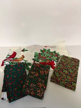 Assorted Christmas Themed Cotton Fabric Bundle for Quilting and Crafts